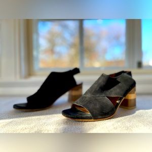 Coclico Stacked Heel Black Suede Sandal
